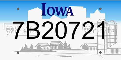 7B20721 Iowa License Plate