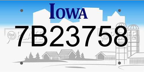 7B23758 Iowa License Plate
