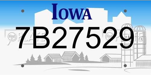 7B27529 Iowa License Plate