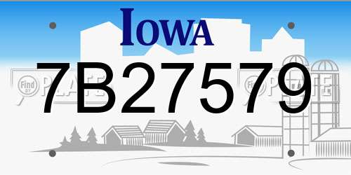 7B27579 Iowa License Plate
