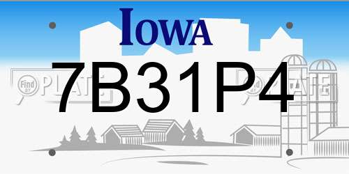 7B31P4 Iowa License Plate