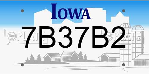 7B37B2 Iowa License Plate