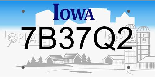 7B37Q2 Iowa License Plate