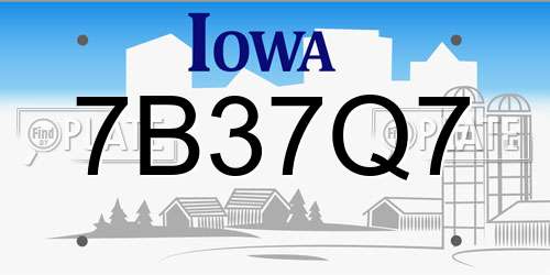 7B37Q7 Iowa License Plate