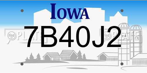 7B40J2 Iowa License Plate