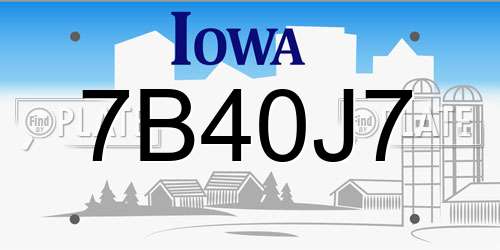 7B40J7 Iowa License Plate
