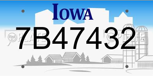 7B47432 Iowa License Plate