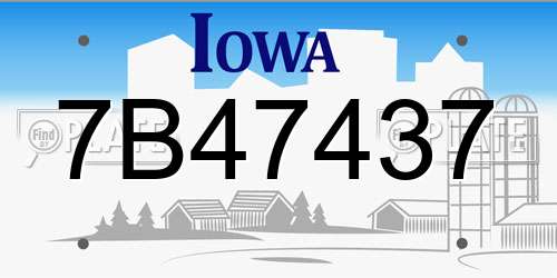 7B47437 Iowa License Plate