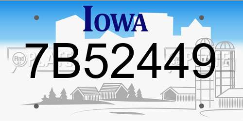 7B52449 Iowa License Plate