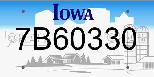 7B60330 Iowa License Plate
