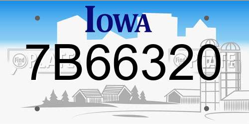 7B66320 Iowa License Plate