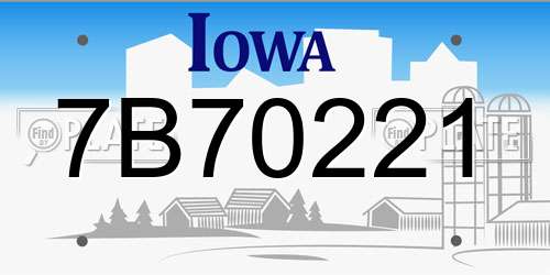 7B70221 Iowa License Plate