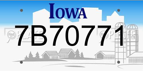 7B70771 Iowa License Plate