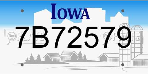 7B72579 Iowa License Plate