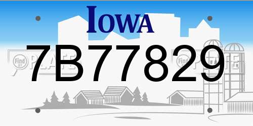 7B77829 Iowa License Plate