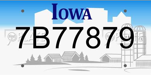 7B77879 Iowa License Plate