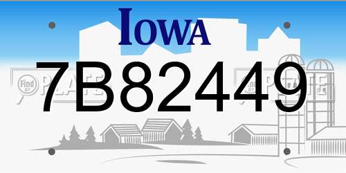 7B82449 Iowa License Plate