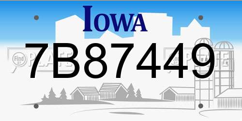 7B87449 Iowa License Plate