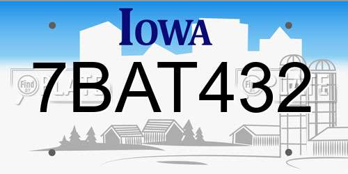 7BAT432 Iowa License Plate