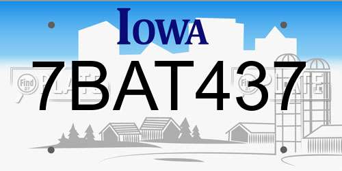 7BAT437 Iowa License Plate