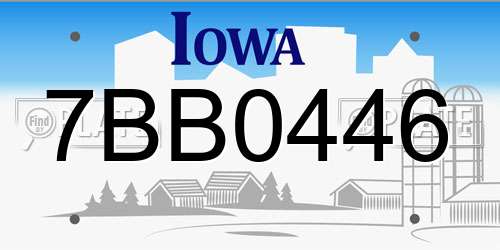 7BB0446 Iowa License Plate