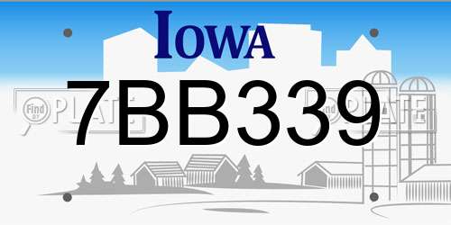 7BB339 Iowa License Plate