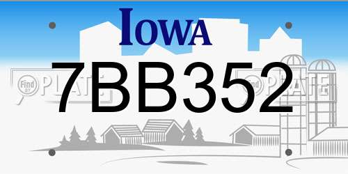 7BB352 Iowa License Plate