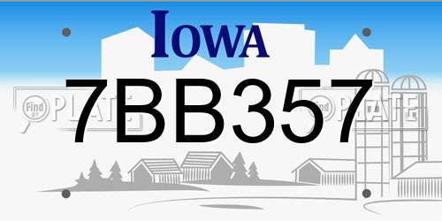 7BB357 Iowa License Plate