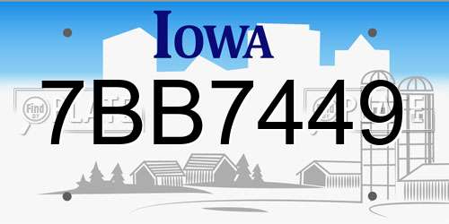 7BB7449 Iowa License Plate