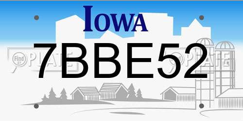 7BBE52 Iowa License Plate