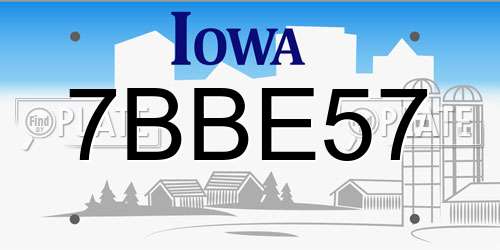 7BBE57 Iowa License Plate