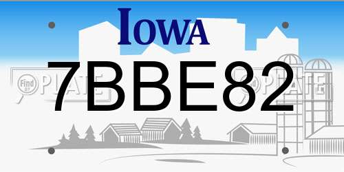 7BBE82 Iowa License Plate