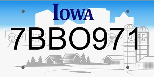 7BBO971 Iowa License Plate