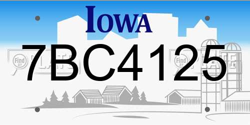 7BC4125 Iowa License Plate
