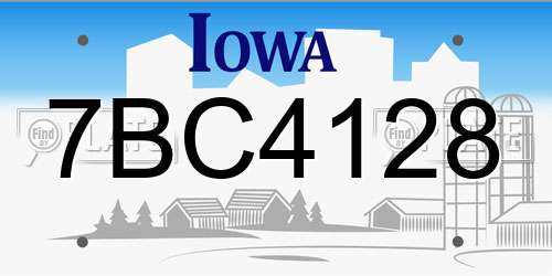 7BC4128 Iowa License Plate