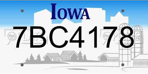7BC4178 Iowa License Plate
