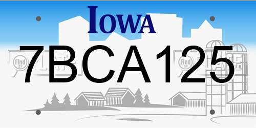 7BCA125 Iowa License Plate