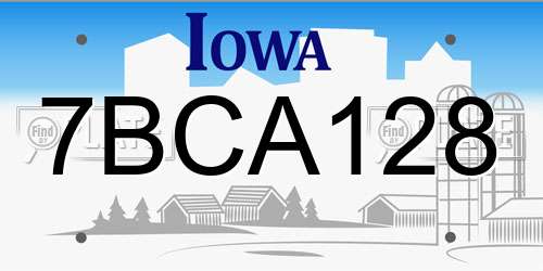7BCA128 Iowa License Plate