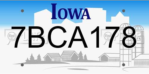 7BCA178 Iowa License Plate