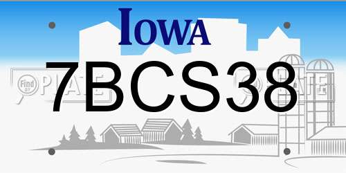 7BCS38 Iowa License Plate