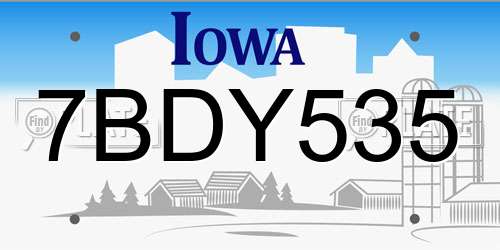 7BDY535 Iowa License Plate