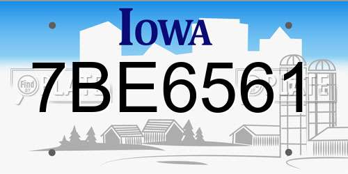 7BE6561 Iowa License Plate