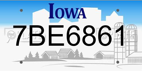 7BE6861 Iowa License Plate