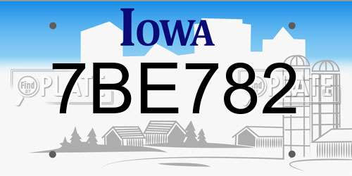 7BE782 Iowa License Plate