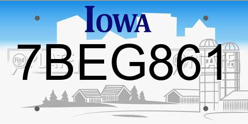 7BEG861 Iowa License Plate