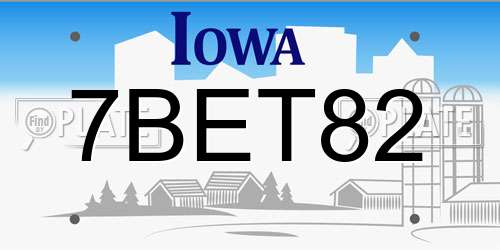 7BET82 Iowa License Plate