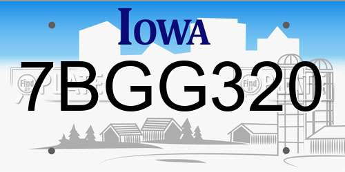 7BGG320 Iowa License Plate
