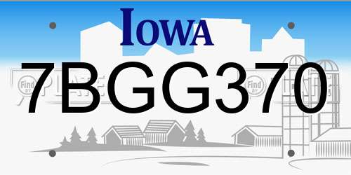 7BGG370 Iowa License Plate