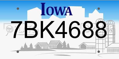 7BK4688 Iowa License Plate