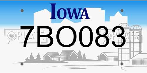 7BO083 Iowa License Plate